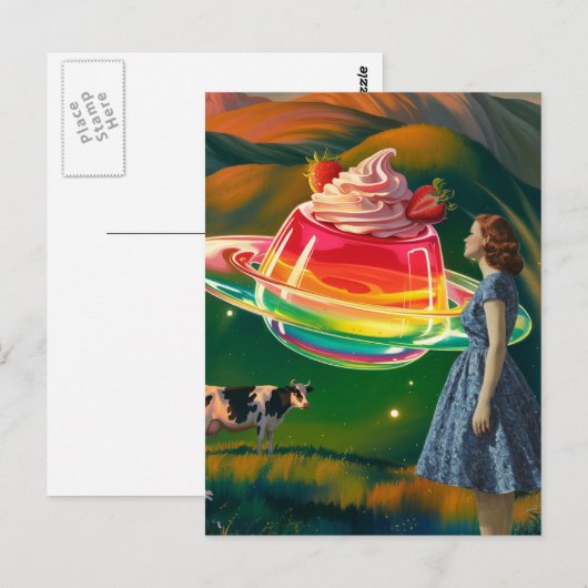 Surreal Sweet Treat UFO Briefkaart (Voorkant / Achterkant)