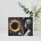 Surreal Tea Time Bijen Honingraat Zwart Gat Honing Briefkaart (Staand voorkant)