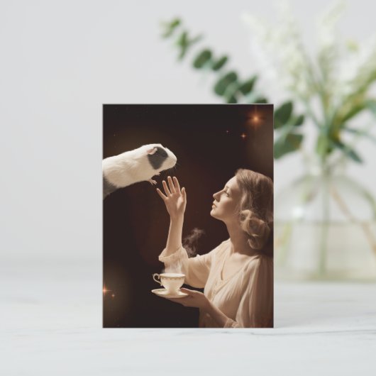 Surreal Tea Time Magic Guinee Pig Briefkaart (Staand voorkant)