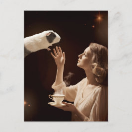 Surreal Tea Time Magic Guinee Pig Briefkaart