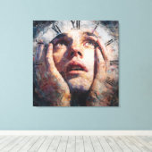 Surreal Time Trap Clock Human Concept Wall Art Canvas Afdruk (Insitu (Houten vloer))