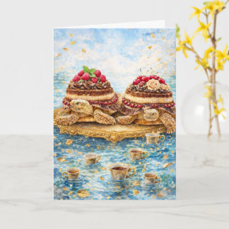 Surreal Tiramisu en koffie schildpad verjaardagsfe Kaart
