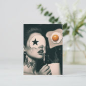 Surreal Toast, Eggs, and Coffee woman  Briefkaart (Staand voorkant)
