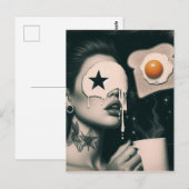 Surreal Toast, Eggs, and Coffee woman  Briefkaart (Voorkant / Achterkant)
