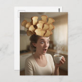 Surreal Toast Head Ontbijt Vrouw met Koffie Briefkaart (Voorkant / Achterkant)