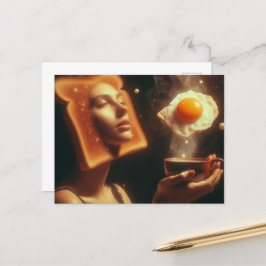 Surreal Toast Wang Egg Ontbijt Vrouw Briefkaart