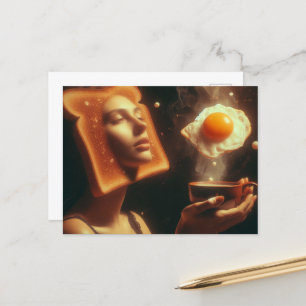 Surreal Toast Wang Egg Ontbijt Vrouw Briefkaart