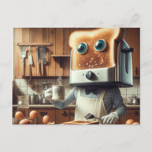 Surreal Toaster Egg Ontbijt Persoon Briefkaart (Voorkant)