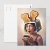 Surreal Toaster Head Ontbijt vrouw Briefkaart (Voorkant / Achterkant)