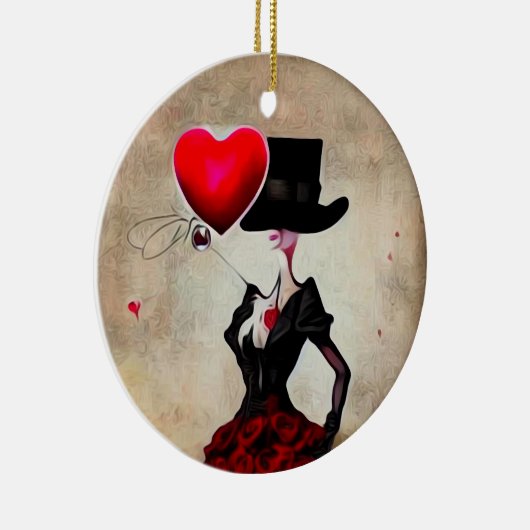 Surreal Top Hat Lady Keramisch Ornament (Rechts)