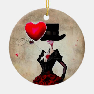 Surreal  Top Hat Lady Keramisch Ornament