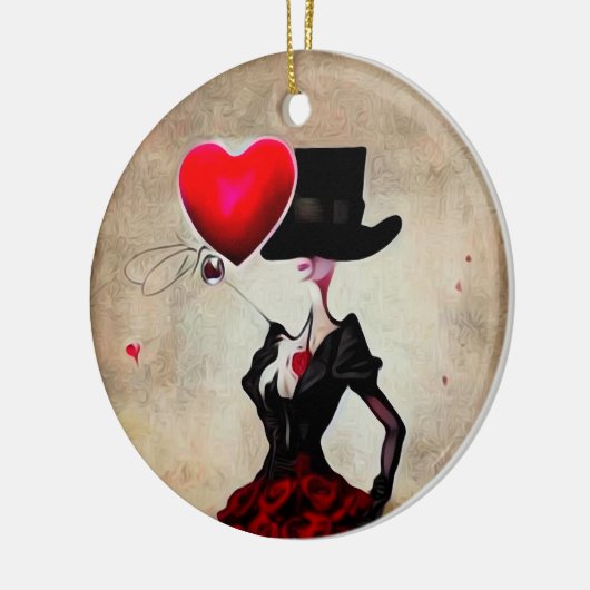 Surreal  Top Hat Lady Keramisch Ornament (Links)