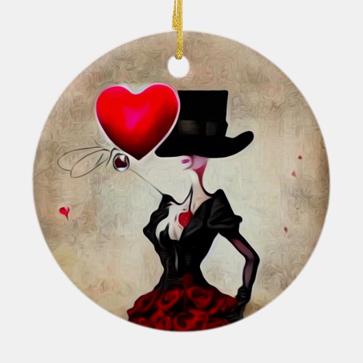 Surreal Top Hat Lady Keramisch Ornament (Achterkant)