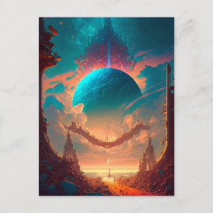 Surreal Towers Planet Visionary Landscape Briefkaart