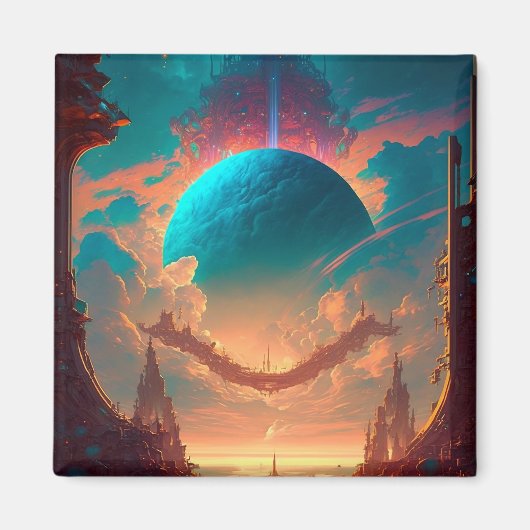 Surreal Towers Planet Visionary Landscape Magneet (Voorkant)