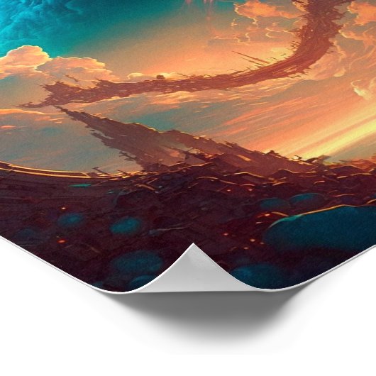 Surreal Towers Planet Visionary Landscape Poster (Hoek)