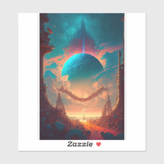 Surreal Towers Planet Visionary Landscape Sticker (Vel)