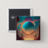Surreal Towers Planet Visionary Landscape Vierkante Button 5,1 Cm (Voorkant /achterkant)