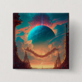 Surreal Towers Planet Visionary Landscape Vierkante Button 5,1 Cm (Voorkant)