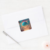 Surreal Towers Planet Visionary Landscape Vierkante Sticker (Envelop)