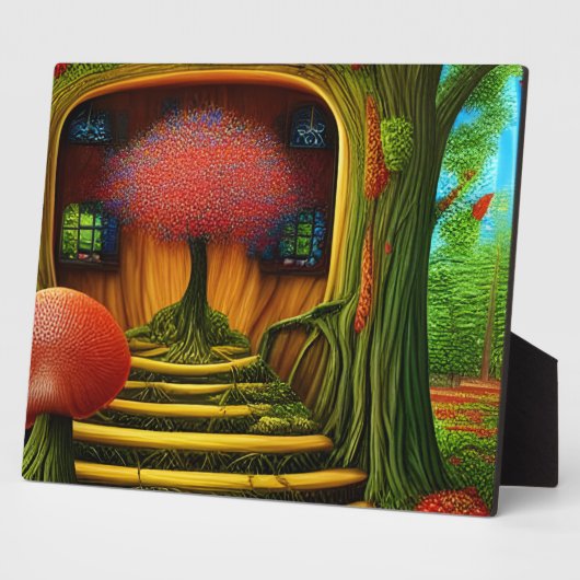 Surreal Tree House in Forest Tabletop Fotoplaat (Zijkant)