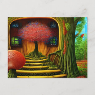 Surreal Tree House in het bos Briefkaart