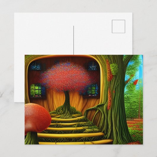 Surreal Tree House in het bos Briefkaart (Voorkant / Achterkant)