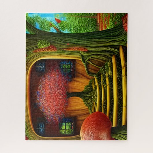 Surreal Tree House in het bos Legpuzzel (Verticaal)