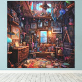Surreal Trippy Room Psychodelic House Kunstwerk Canvas Afdruk (Insitu (Houten vloer))