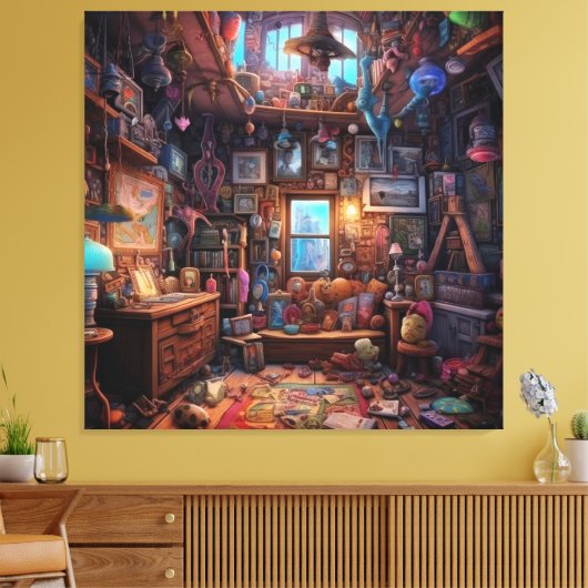 Surreal Trippy Room Psychodelic House Kunstwerk Canvas Afdruk (Insitu (Woonkamer))