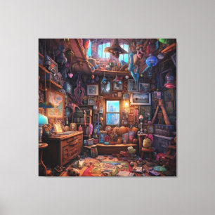 Surreal Trippy Room Psychodelic House Kunstwerk Canvas Afdruk