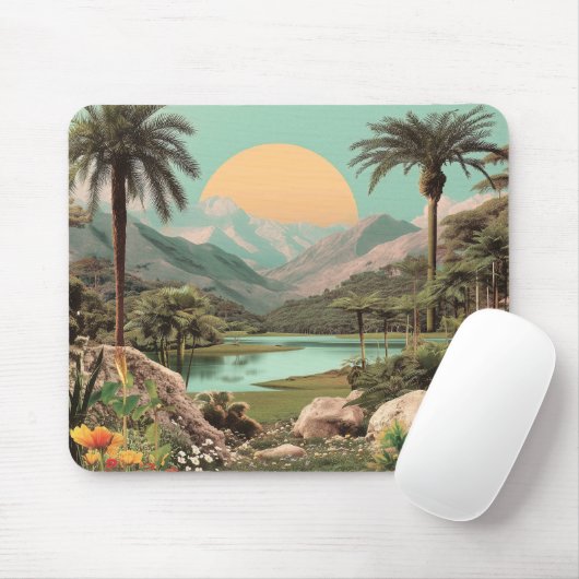 Surreal Tropical Lake With Palm Trees Muismat (Met muis)