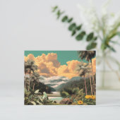 Surreal Tropical Valley With Palm Trees Briefkaart (Staand voorkant)