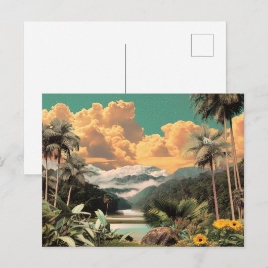 Surreal Tropical Valley With Palm Trees Briefkaart (Voorkant / Achterkant)