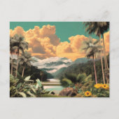 Surreal Tropical Valley With Palm Trees Briefkaart (Voorkant)
