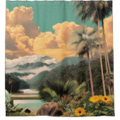 Surreal Tropical Valley With Palm Trees Douchegordijn (Voorkant)