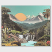 Surreal Tropical Valley With Waterfalls Cadeaupapier (Vlak)