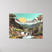 Surreal Tropical Valley With Waterfalls Canvas Afdruk (Voorkant)