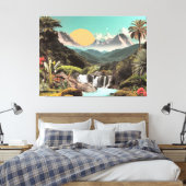 Surreal Tropical Valley With Waterfalls Canvas Afdruk (Insitu (Slaapkamer))