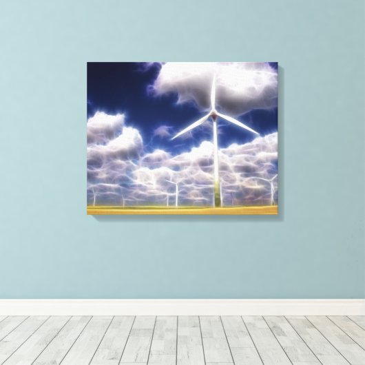 Surreal Turbo Windmills Wrapped Canvas (Insitu (Houten vloer))