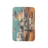 Surreal UFO boven rustieke huis Badmat (Voorkant Verticaal)