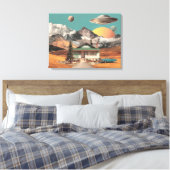 Surreal UFO boven rustieke huis Canvas Afdruk (Insitu (Slaapkamer))