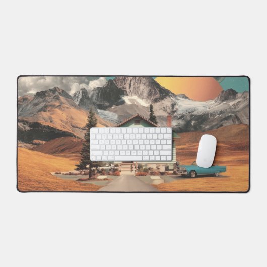 Surreal UFO Over Rustic House Bureaumat (Keyboard & Muis)