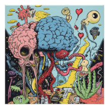 Surreal Underground Comix Psychedelische Kunstpost