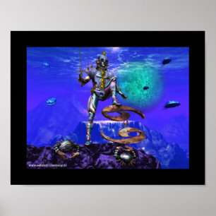 SURREAL UNDERSEA/Cancer Zodiab Birthday Sign Poster