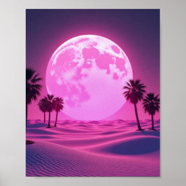 Surreal Vaporwave Desert Scene Poster