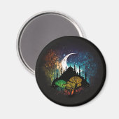 Surreal Vibrant Islamic Masjid Silhouette Magnet (Voorkant / Achterkant)