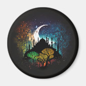 Surreal Vibrant Islamic Masjid Silhouette Magnet (Voorkant)