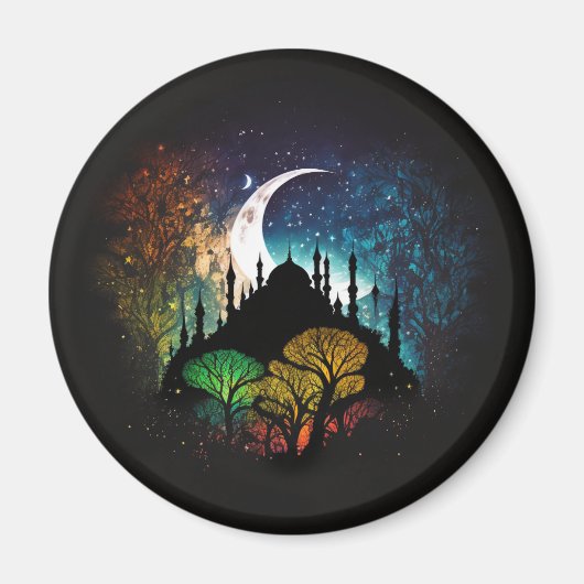Surreal Vibrant Islamic Masjid Silhouette Magnet (Voorkant)