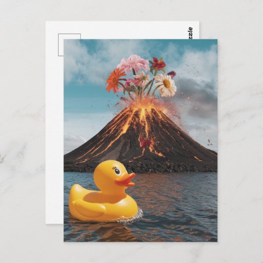 Surreal Volcano Rubber Duck Briefkaart (Voorkant / Achterkant)
